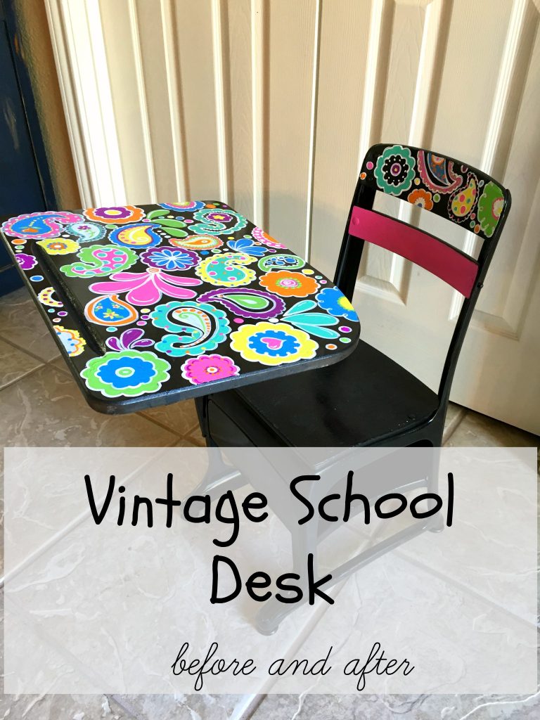 Vintage School Desk before and after