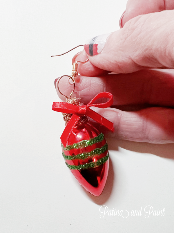 adding earring hook to mini ornament
