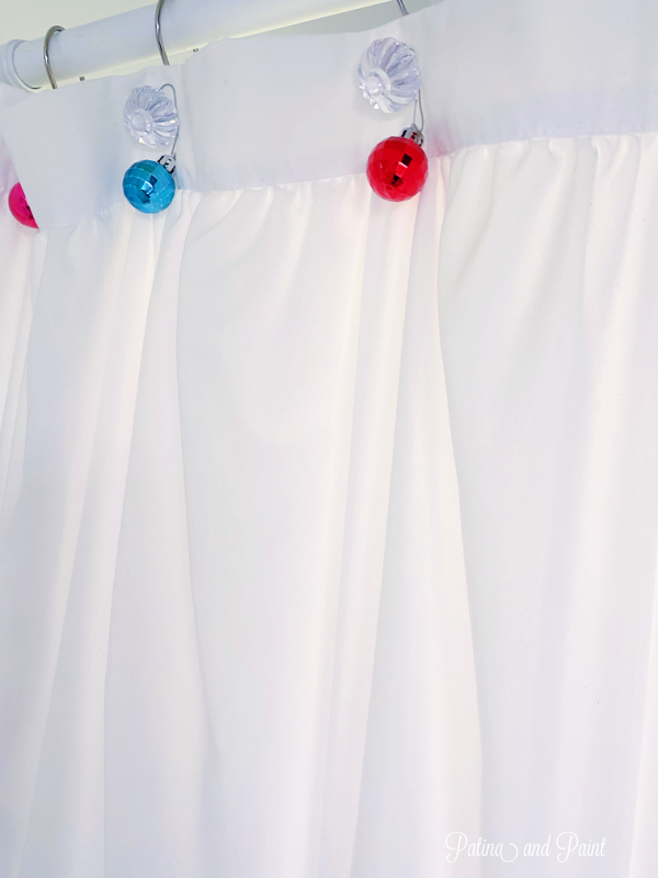 Ornaments on the shower curtain