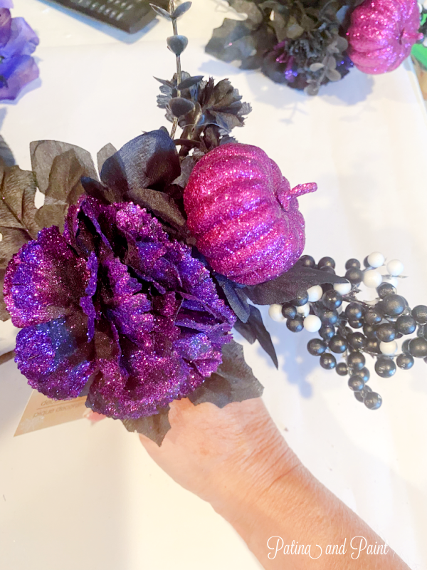 purple pumpkin floral picks