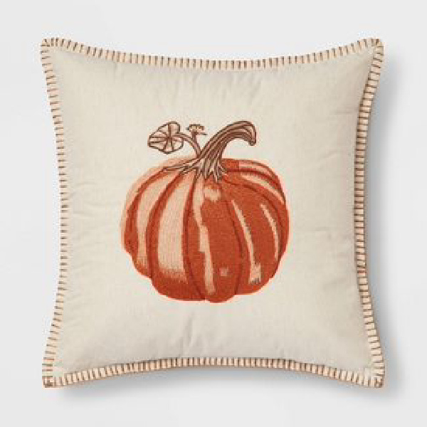 embroidered pumpkin pillow