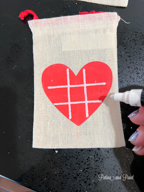Valentine bag with a tic tac toe board